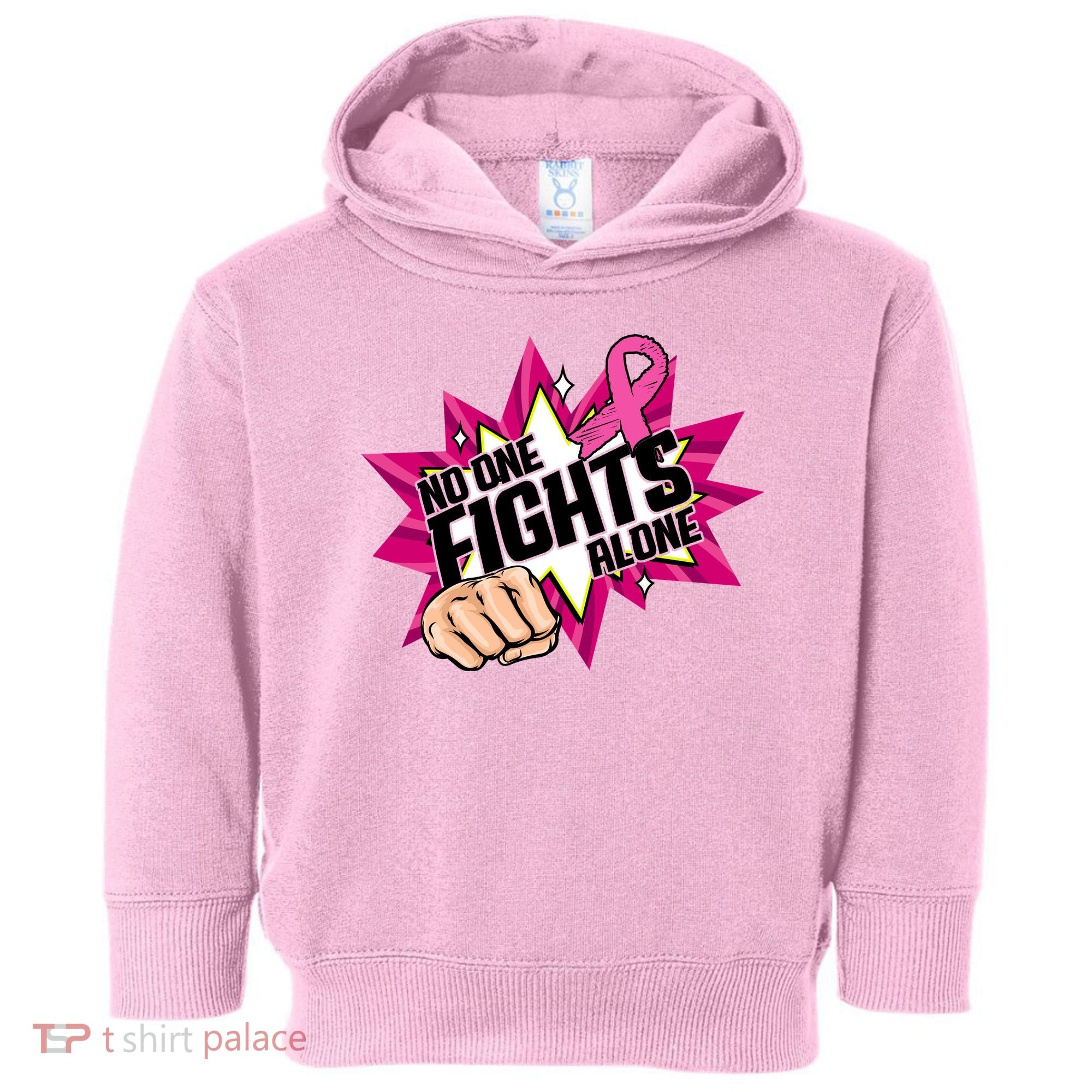 No One Fights Alone Breast Cancer Awareness Toddler Hoodie