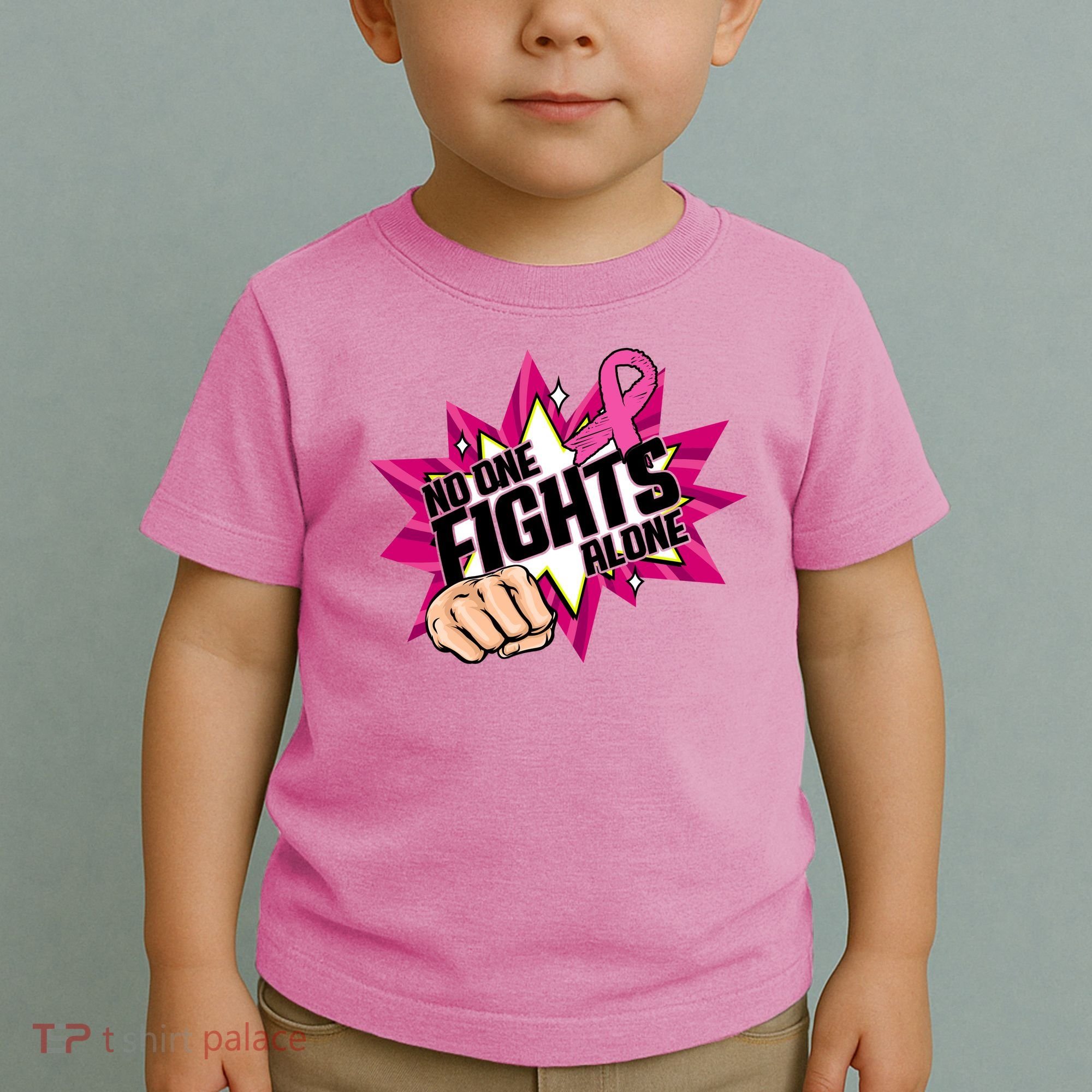 No One Fights Alone Breast Cancer Awareness Toddler T-Shirt