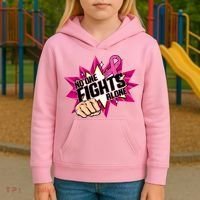 No One Fights Alone Breast Cancer Awareness Kids Hoodie thumb 3