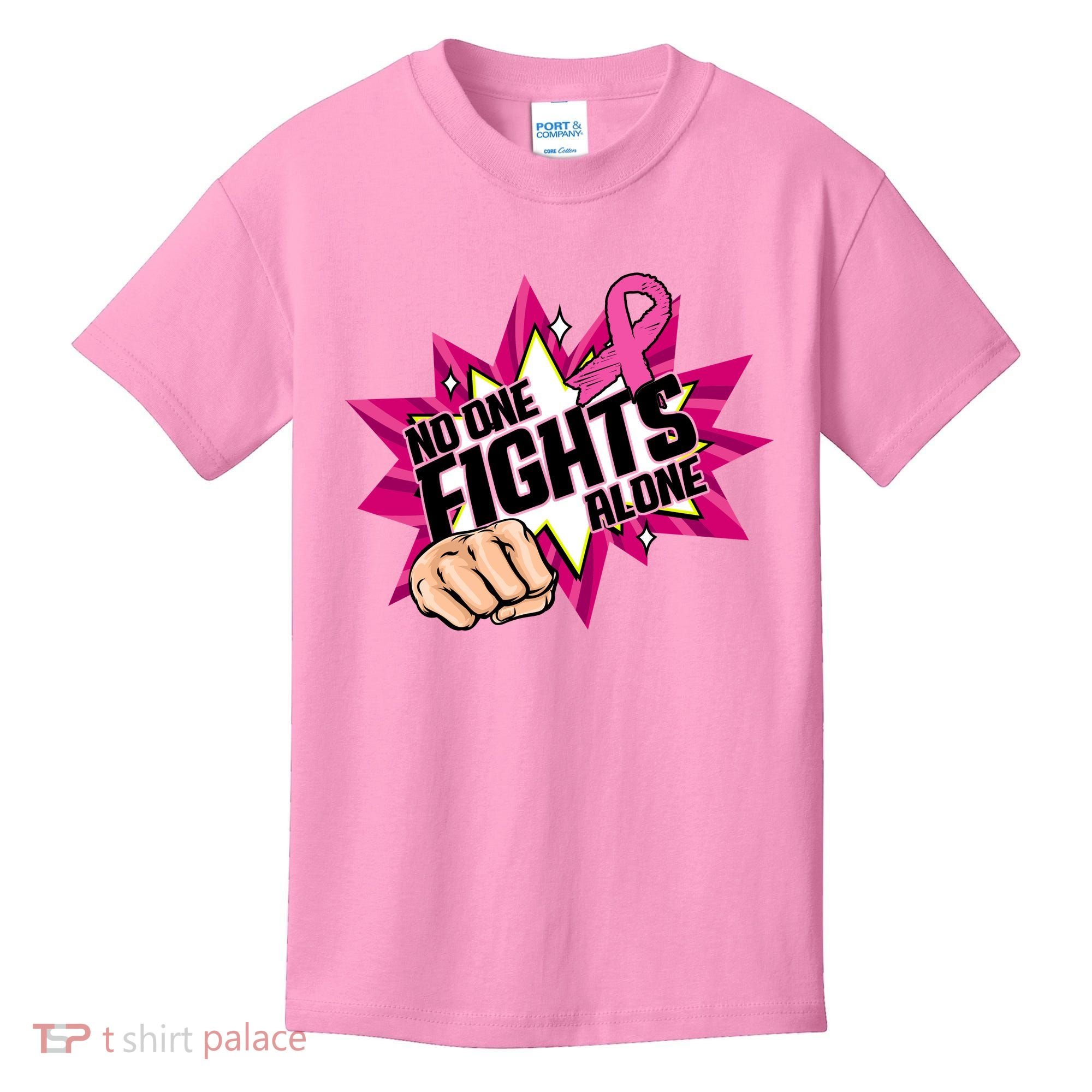 No One Fights Alone Breast Cancer Awareness Kids T-Shirt