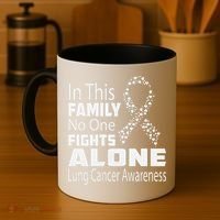 No One Fights Alone Lung Cancer Awareness Coffee Mug thumb 4
