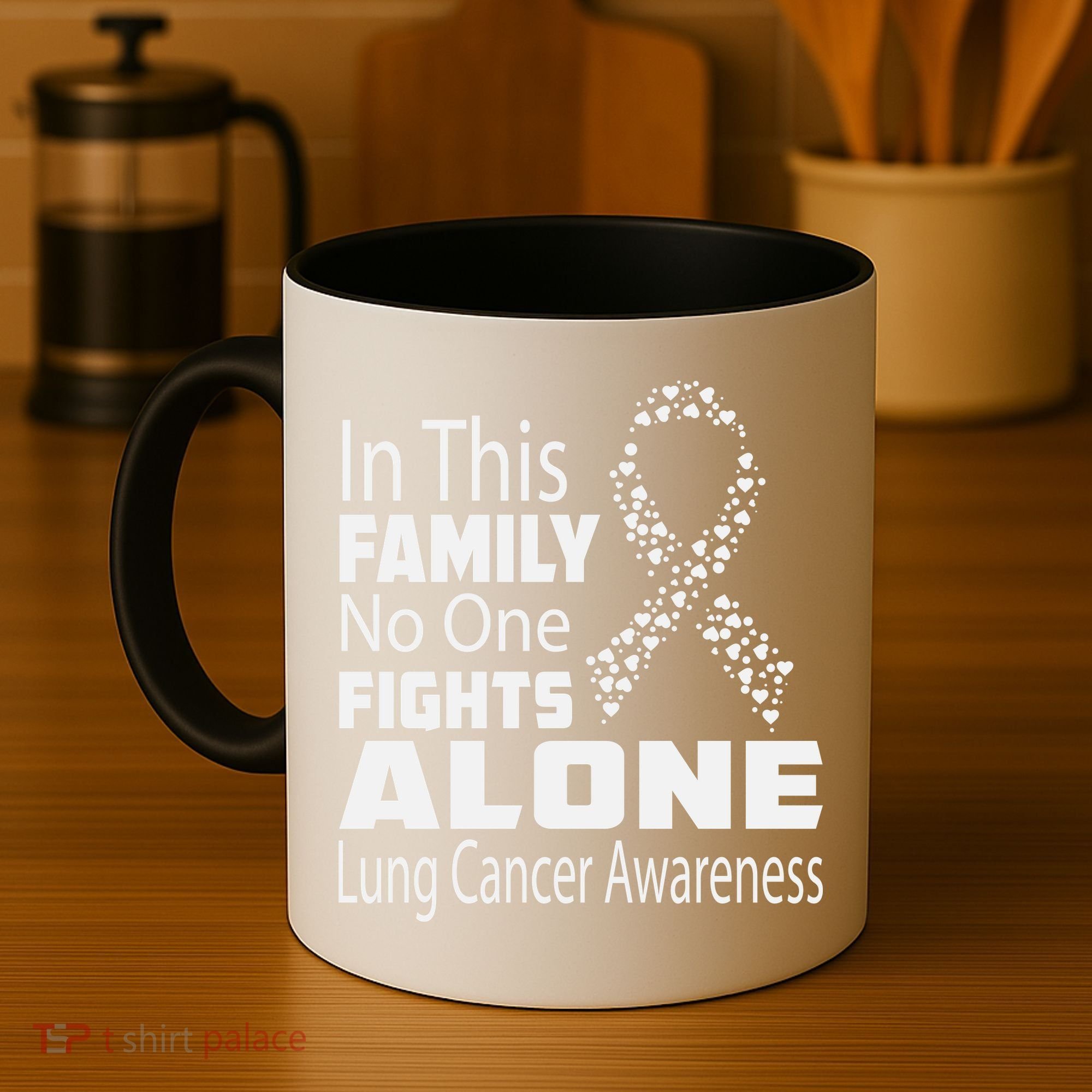 No One Fights Alone Lung Cancer Awareness Coffee Mug
