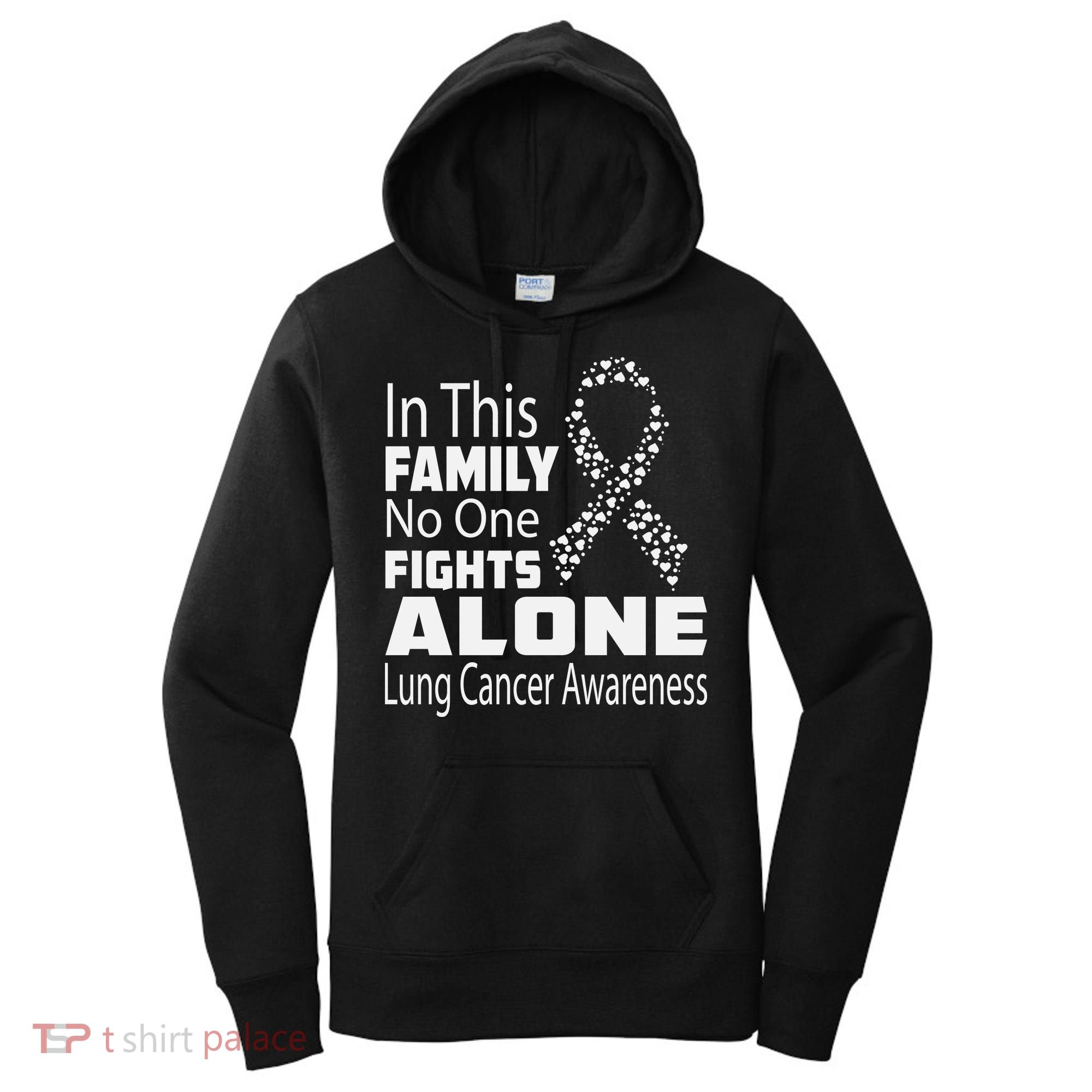 No One Fights Alone Lung Cancer Awareness Women's Hoodie