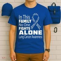 No One Fights Alone Lung Cancer Awareness T-Shirt thumb 6