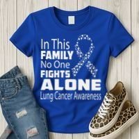 No One Fights Alone Lung Cancer Awareness Women's T-Shirt thumb 3