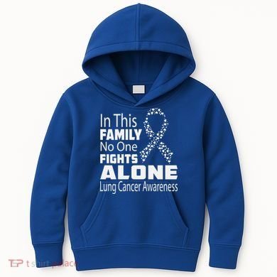 No One Fights Alone Lung Cancer Awareness Kids Hoodie