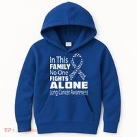 No One Fights Alone Lung Cancer Awareness Kids Hoodie thumb 0