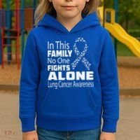 No One Fights Alone Lung Cancer Awareness Kids Hoodie thumb 3
