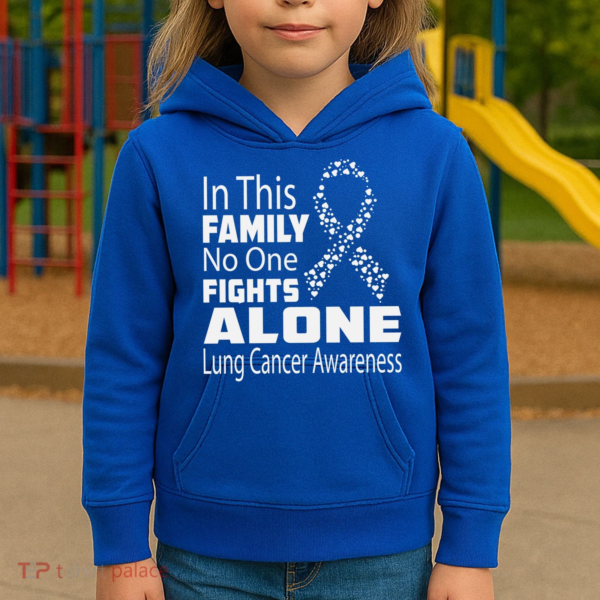 No One Fights Alone Lung Cancer Awareness Kids Hoodie