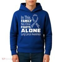 No One Fights Alone Lung Cancer Awareness Kids Hoodie thumb 4