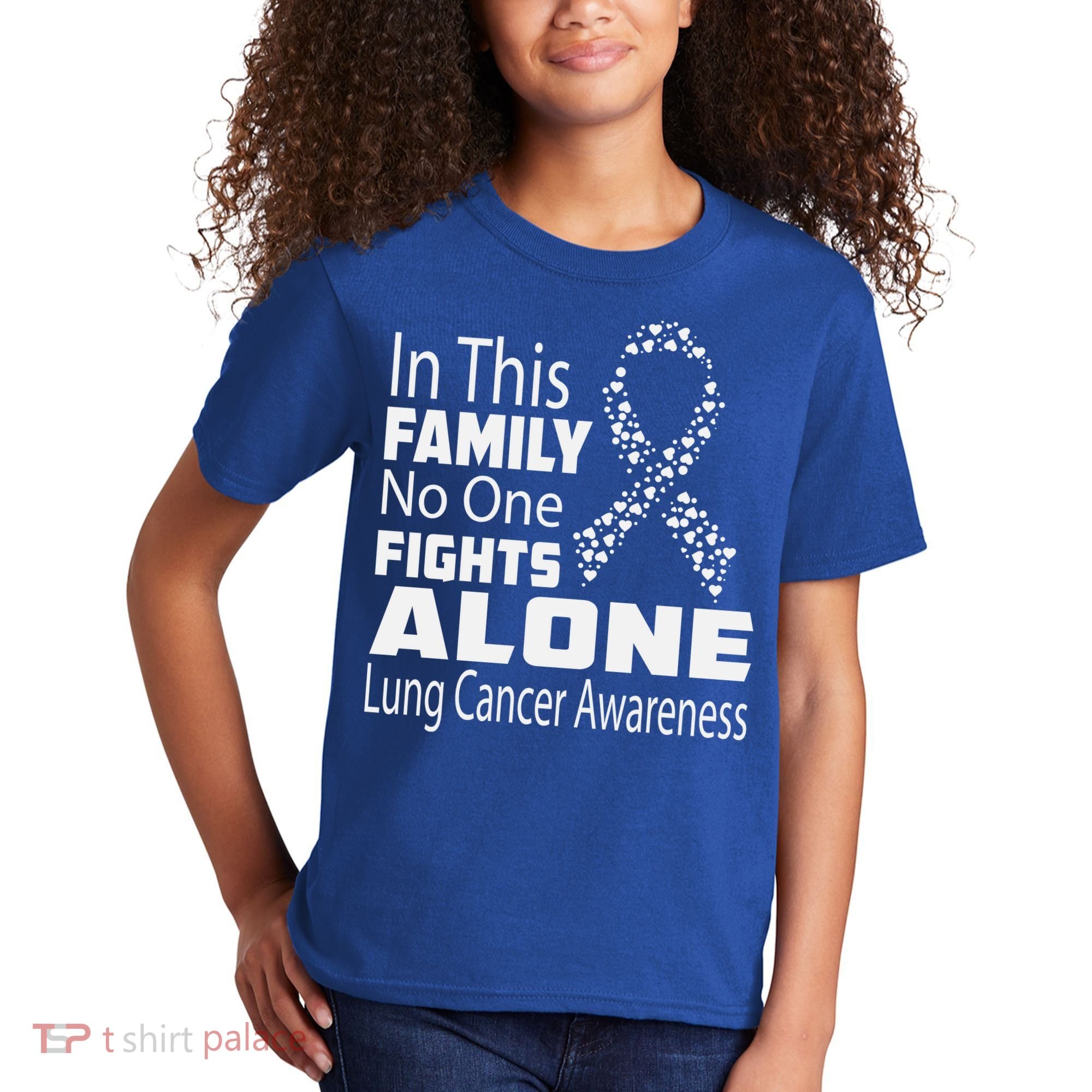 No One Fights Alone Lung Cancer Awareness Kids T-Shirt