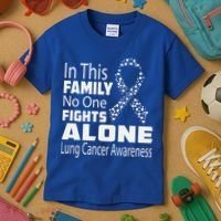No One Fights Alone Lung Cancer Awareness Kids T-Shirt thumb 3