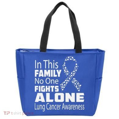 No One Fights Alone Lung Cancer Awareness Tote Bag