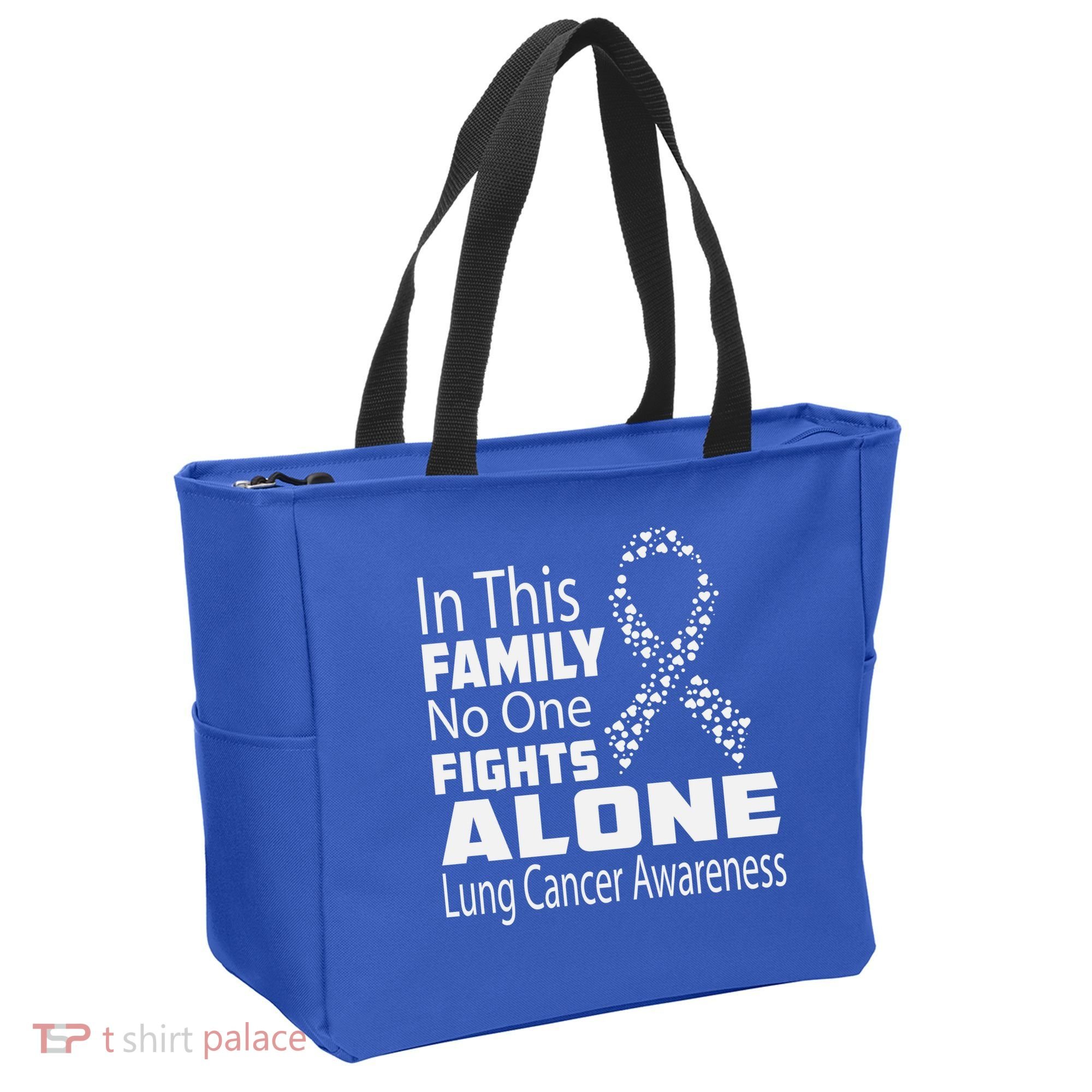 No One Fights Alone Lung Cancer Awareness Tote Bag