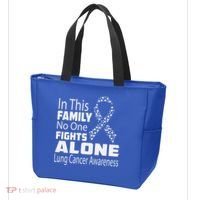 No One Fights Alone Lung Cancer Awareness Tote Bag thumb 3