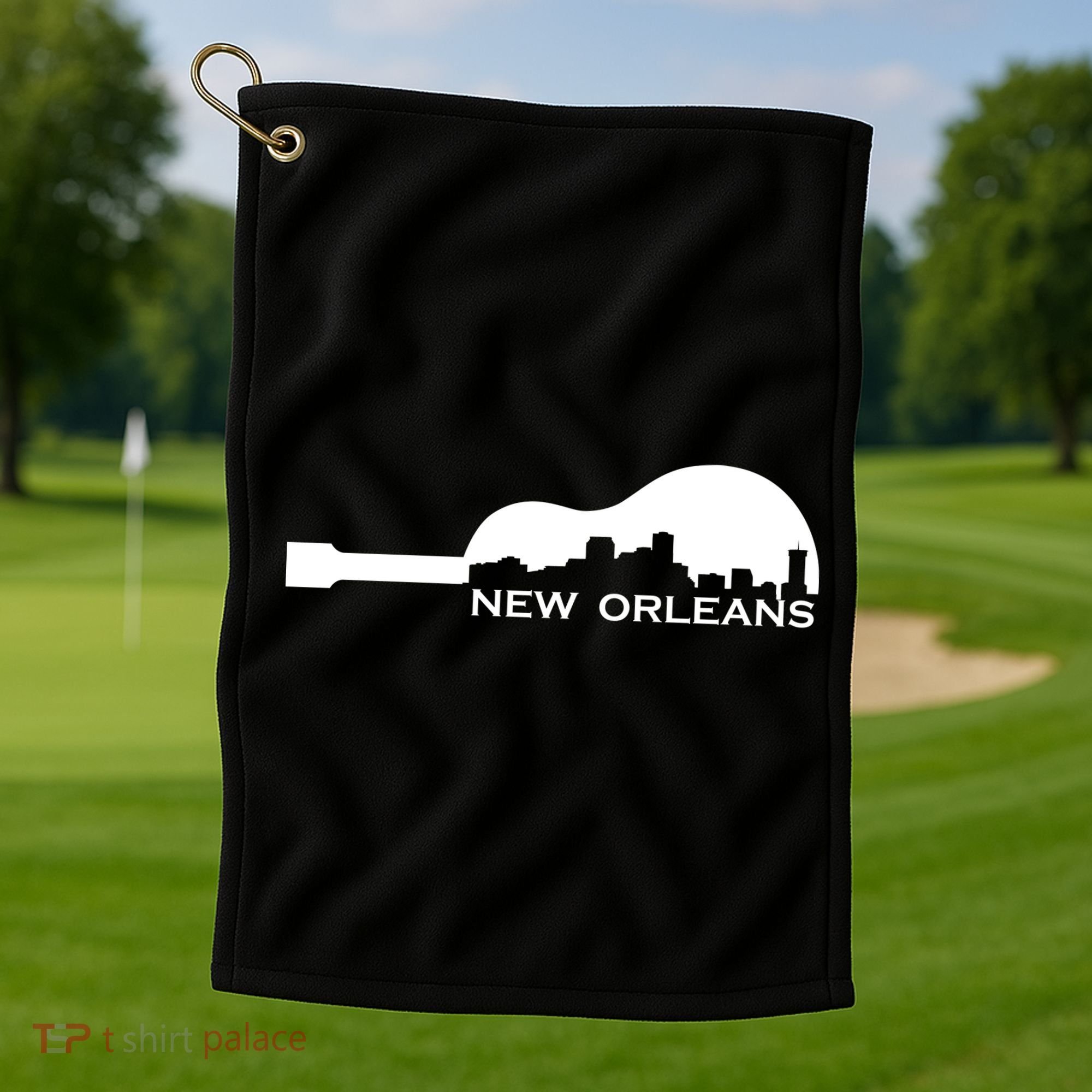 New Orleans Guitar Skyline Golf Towel