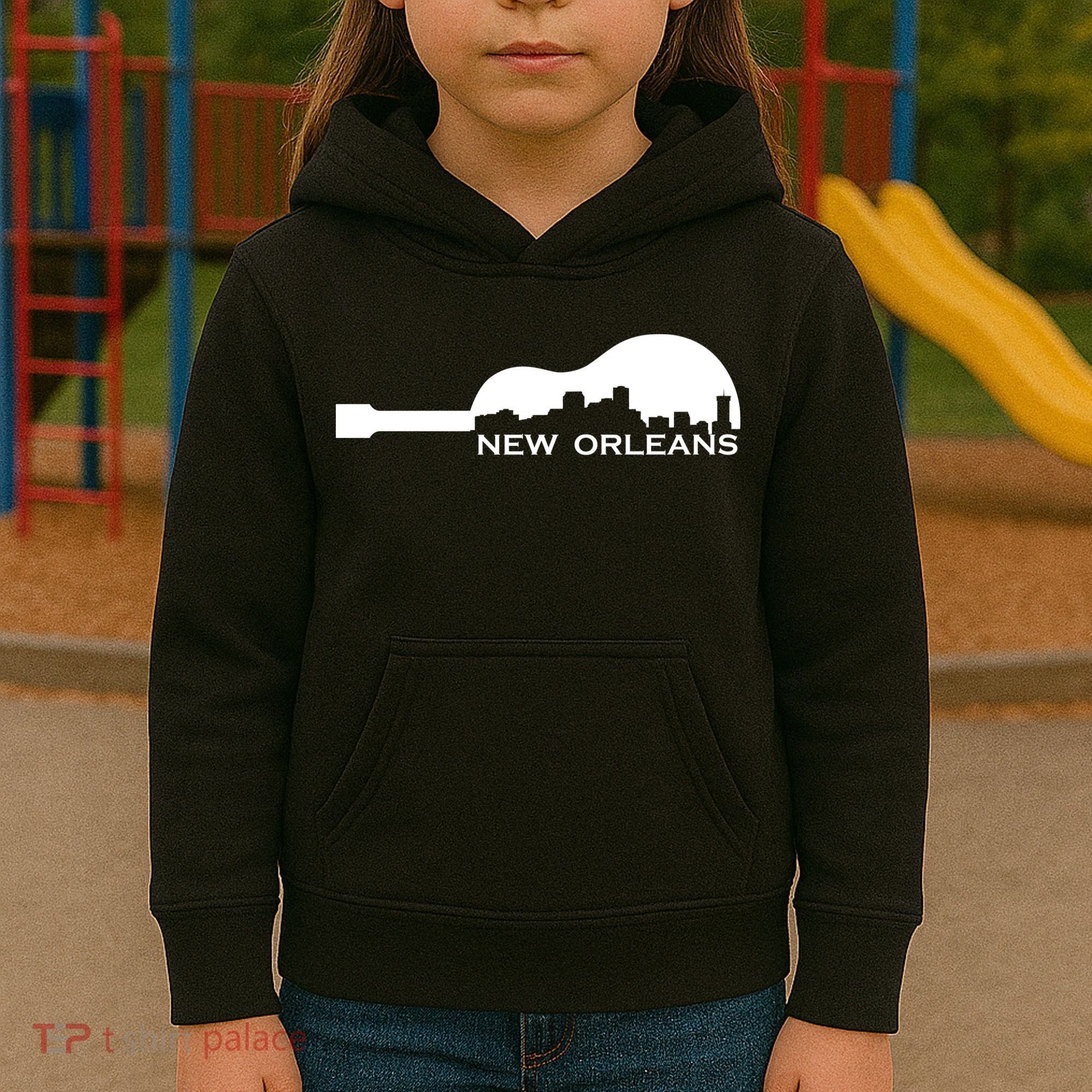 New Orleans Guitar Skyline Kids Hoodie