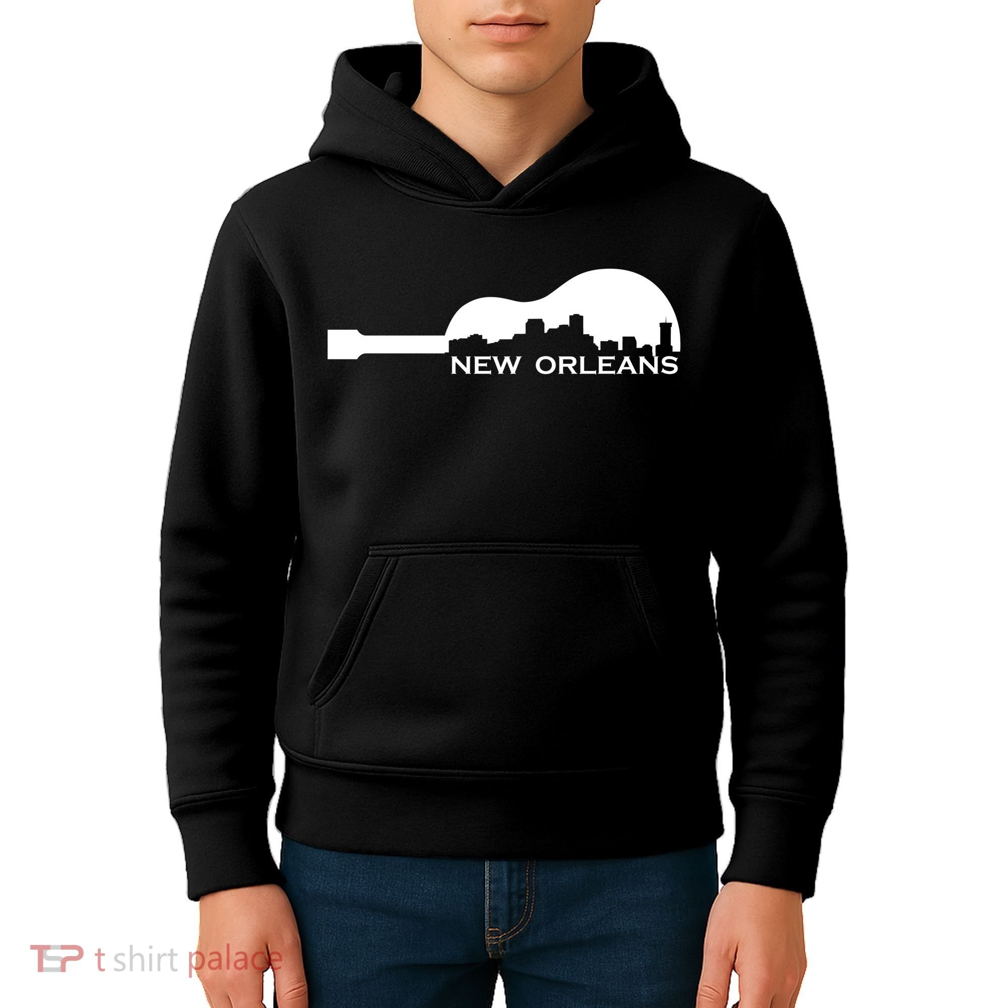 New Orleans Guitar Skyline Kids Hoodie