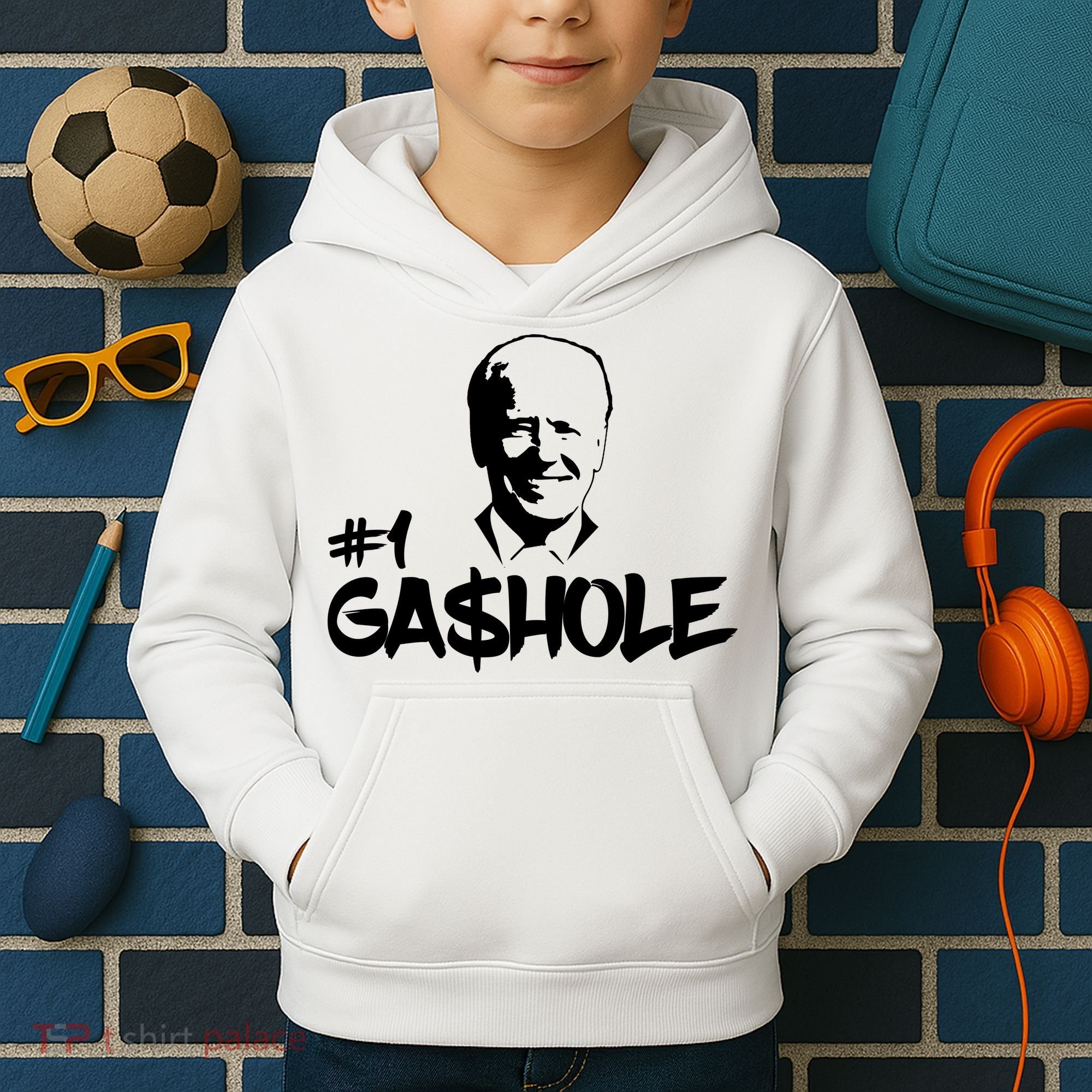 Number One Gashole Funny Joe Biden Kids Hoodie