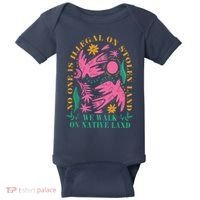 No One Is Illegal On Stolen Land We Walk On Native Land Baby Bodysuit thumb 0