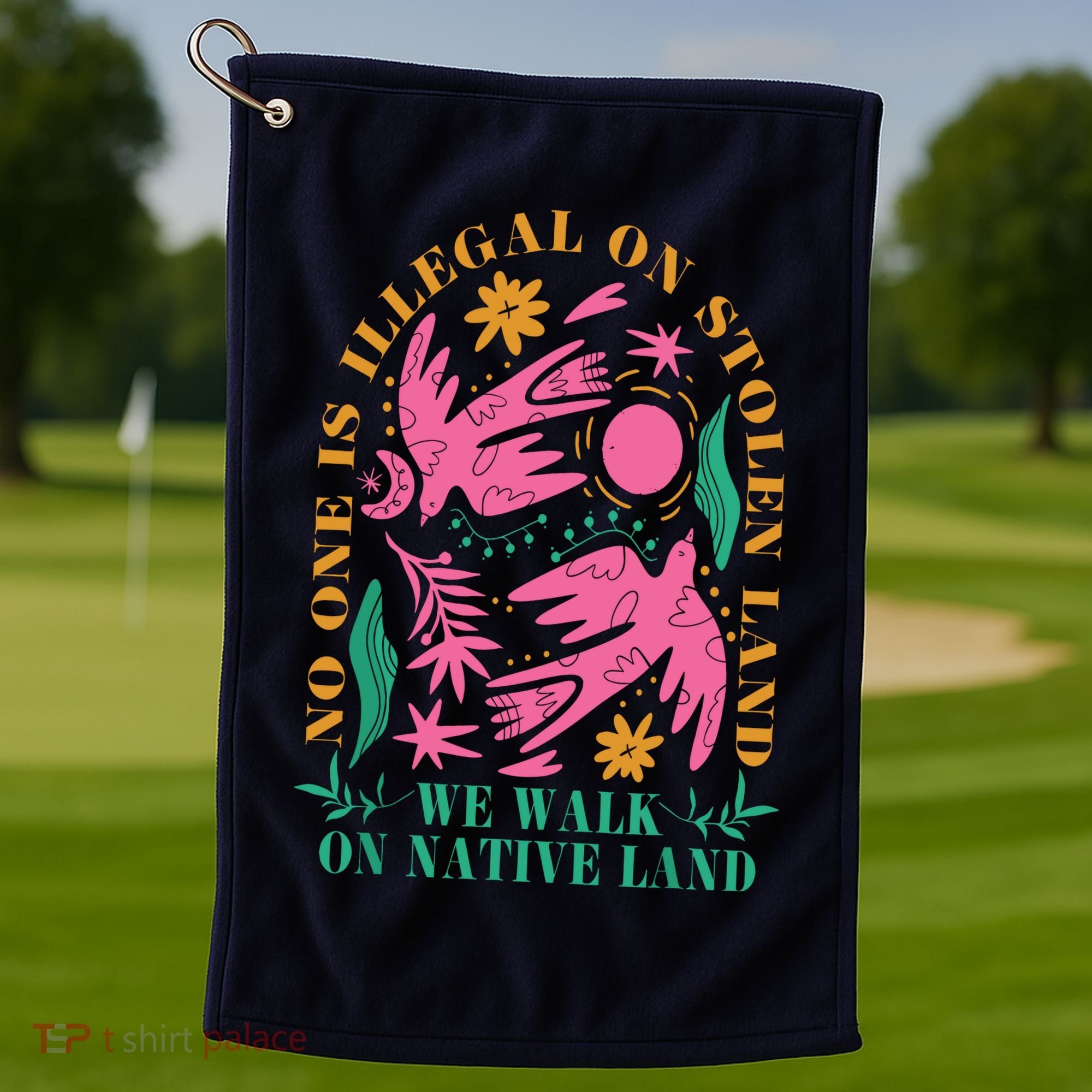 No One Is Illegal On Stolen Land We Walk On Native Land Golf Towel