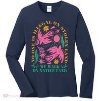 No One Is Illegal On Stolen Land We Walk On Native Land Women's Long Sleeve Shirt thumb 0