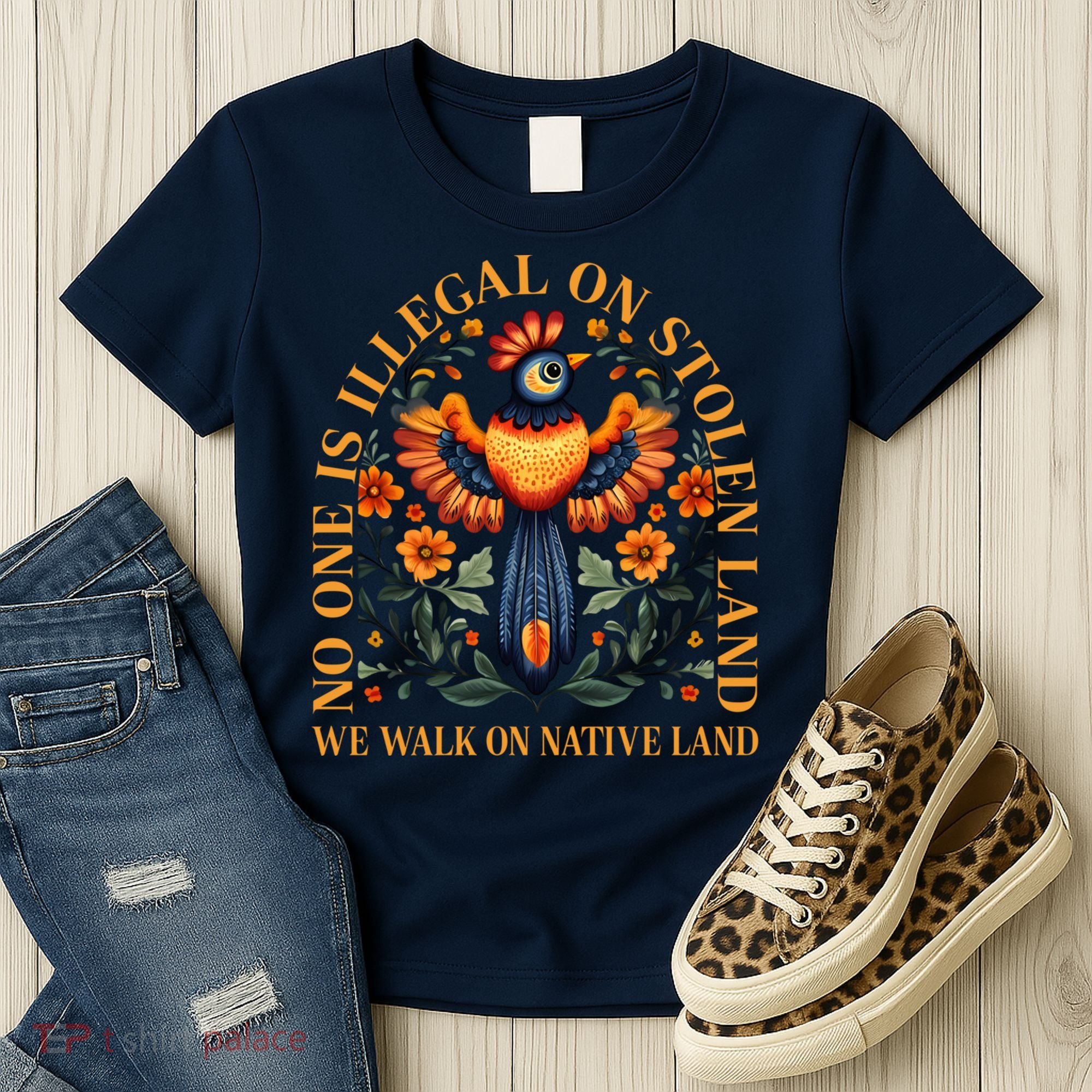 No One is Illegal on Stolen Land We Walk On Native Land Women's T-Shirt