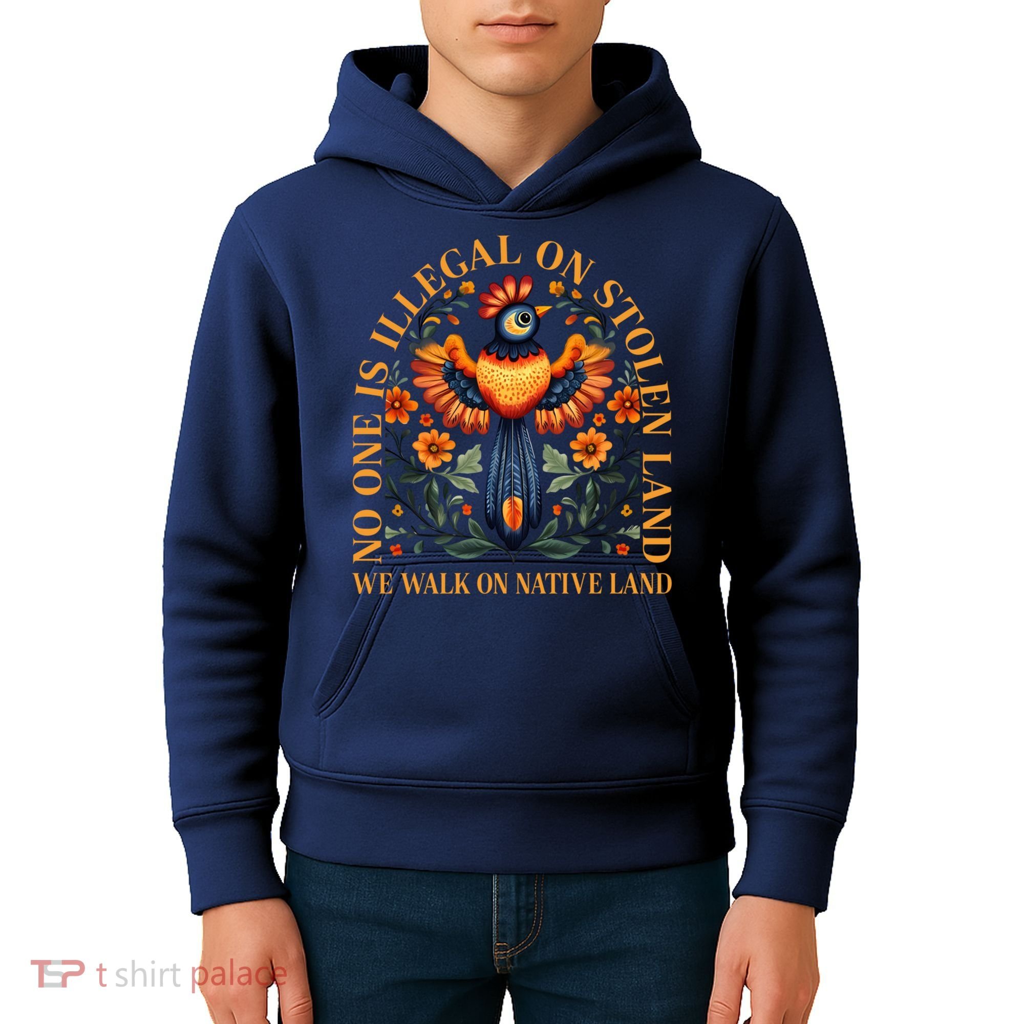 No One is Illegal on Stolen Land We Walk On Native Land Kids Hoodie