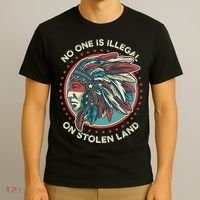 No One Is Illegal On Stolen Land Anti Trump Protest T-Shirt thumb 3