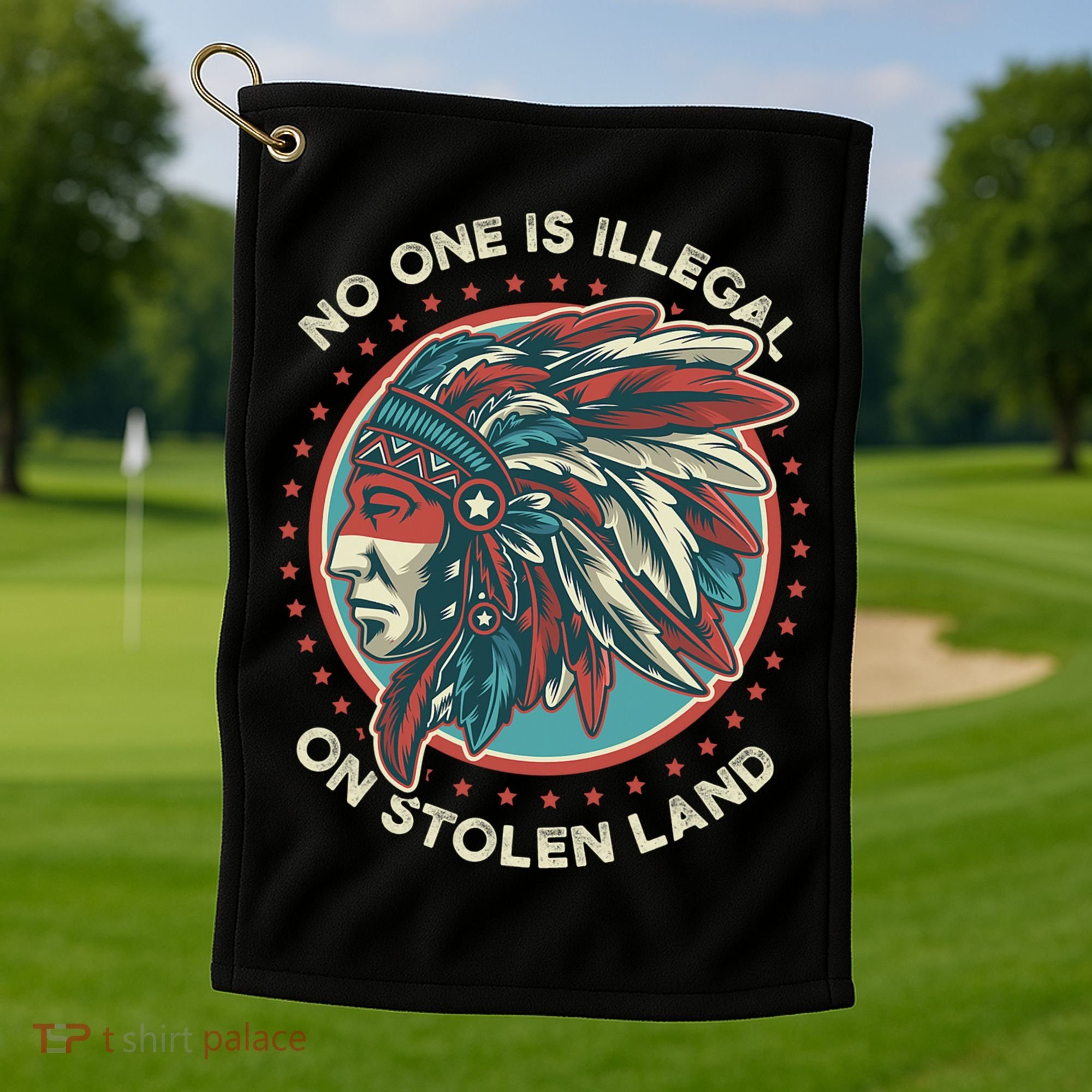 No One Is Illegal On Stolen Land Anti Trump Protest Golf Towel