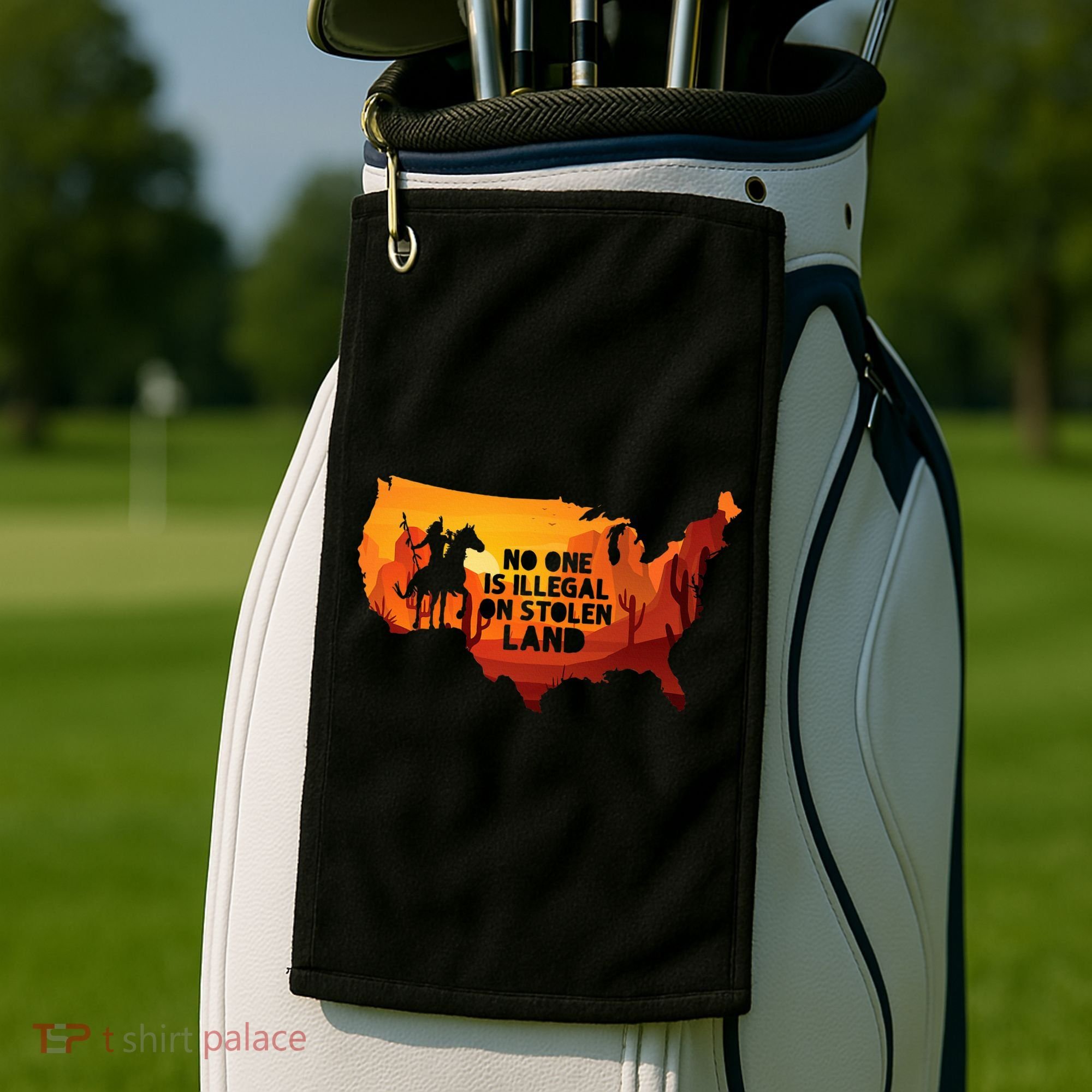 No One Is Illegal On Stolen Land Support Immigration Golf Towel
