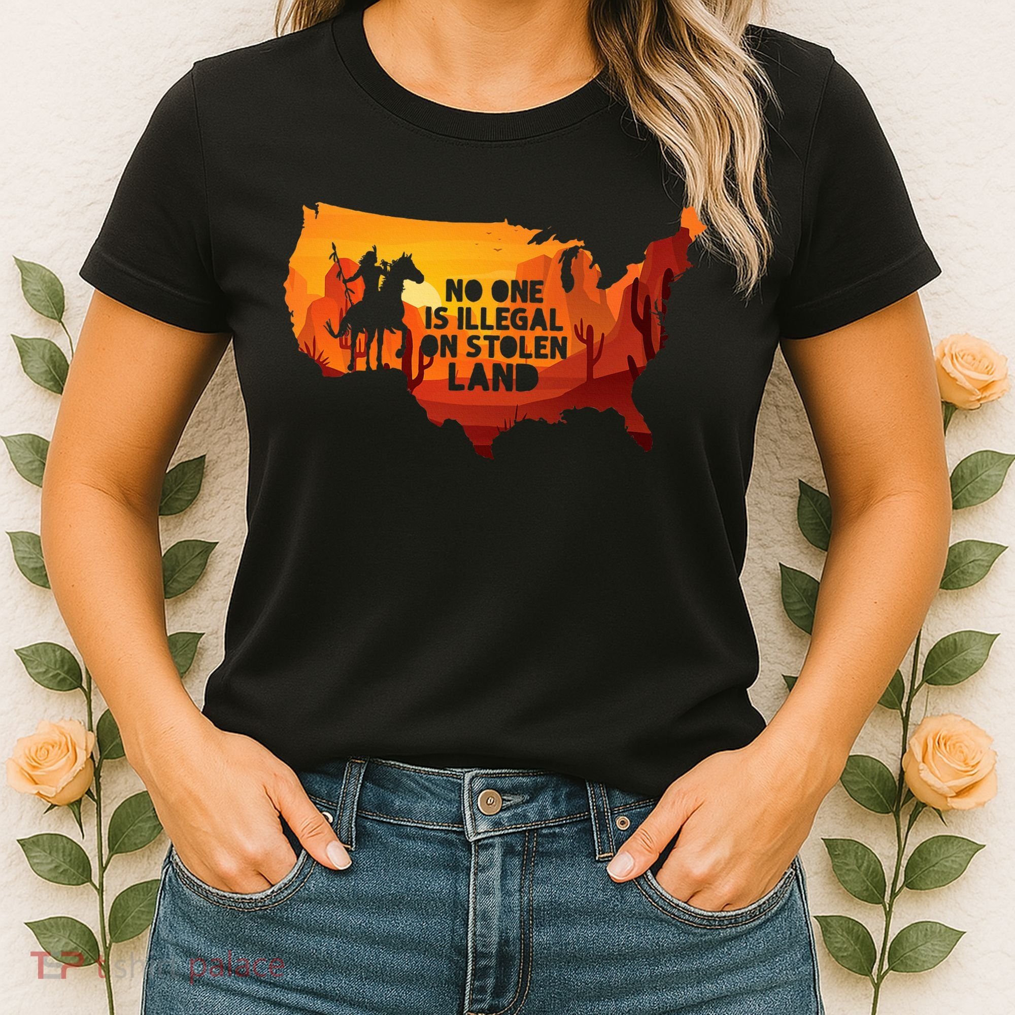 No One Is Illegal On Stolen Land Support Immigration Women's T-Shirt