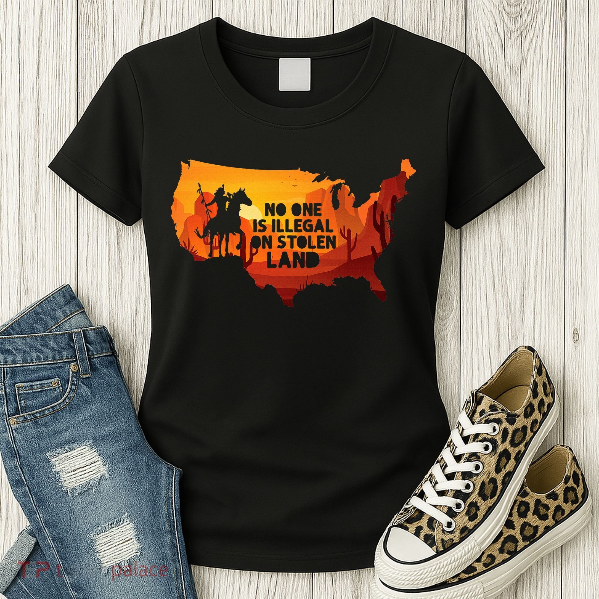 No One Is Illegal On Stolen Land Support Immigration Women's T-Shirt