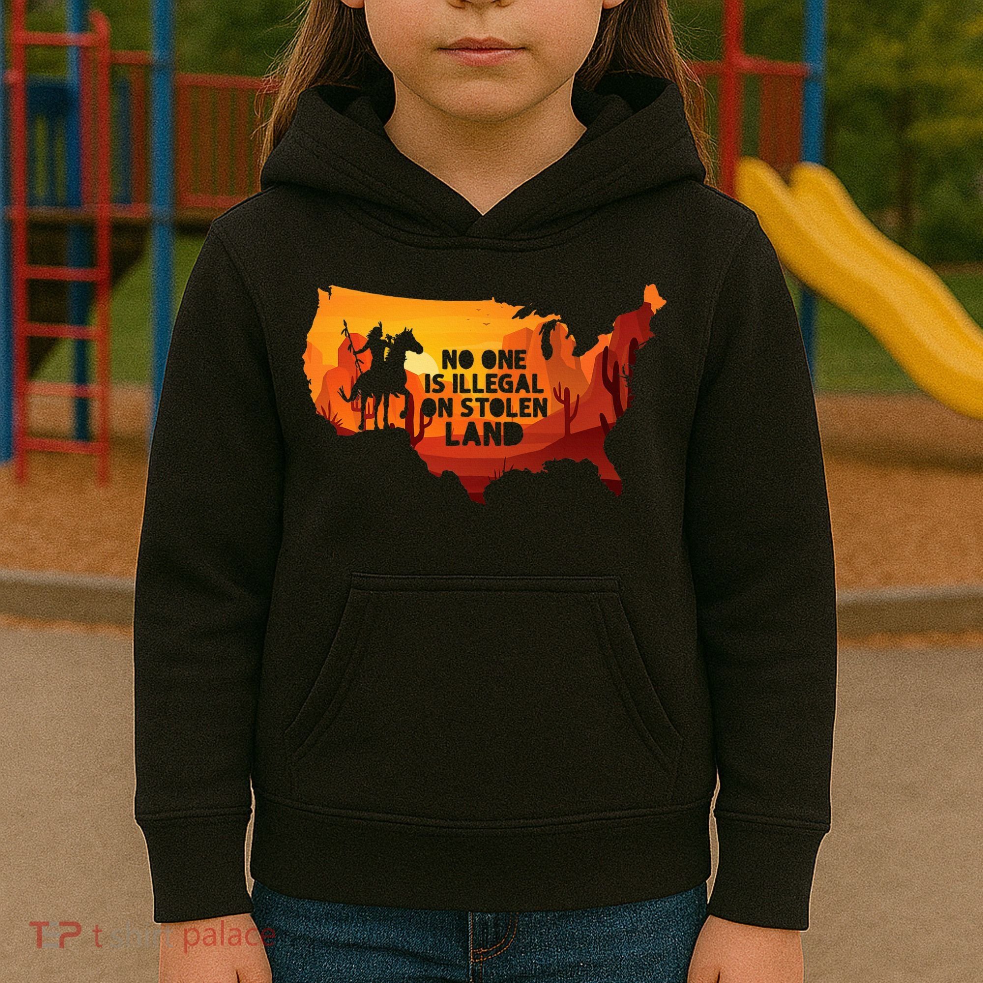No One Is Illegal On Stolen Land Support Immigration Kids Hoodie