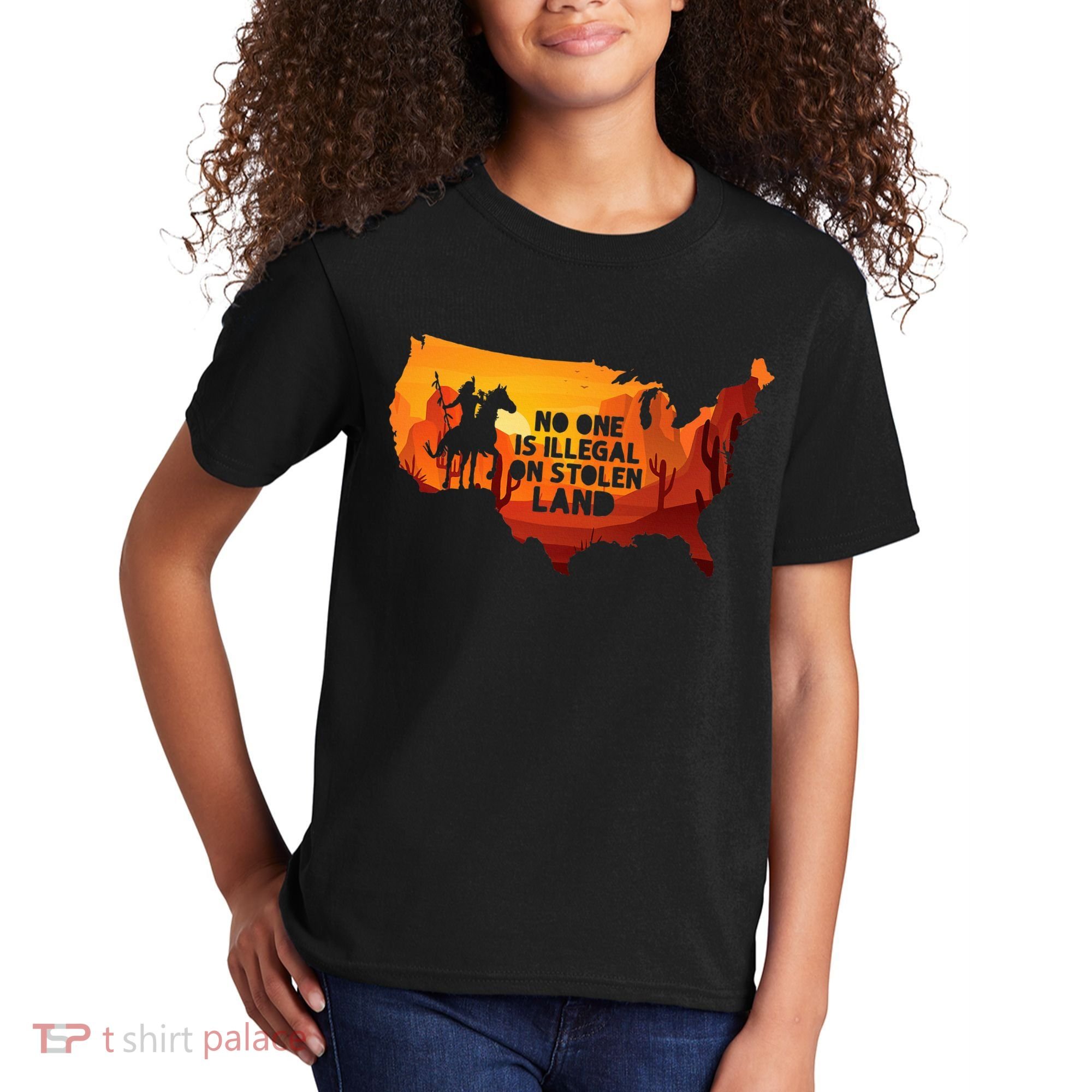 No One Is Illegal On Stolen Land Support Immigration Kids T-Shirt