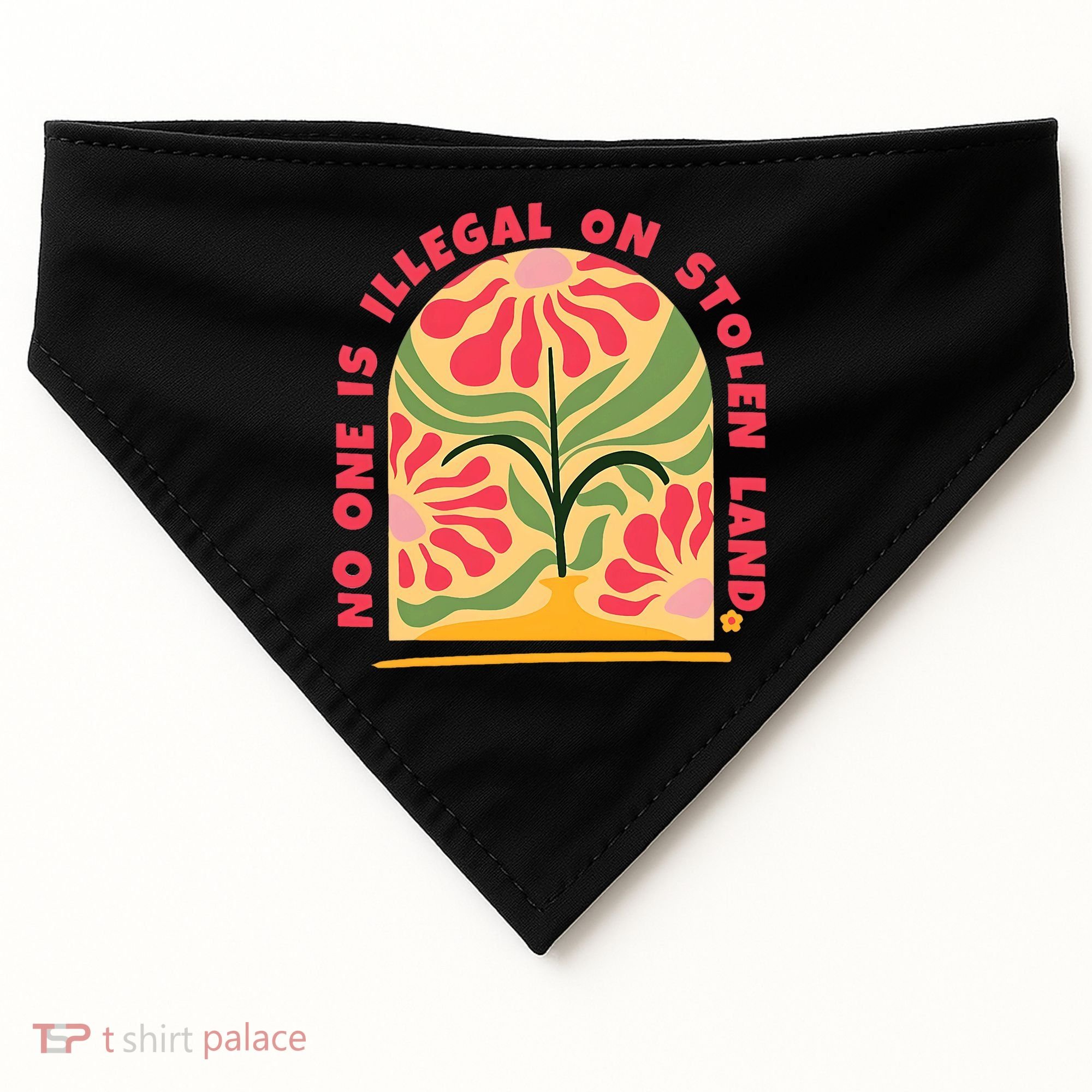 No One Is Illegal On Stolen Land Human Rights Immigration USA-Made Doggie Bandana