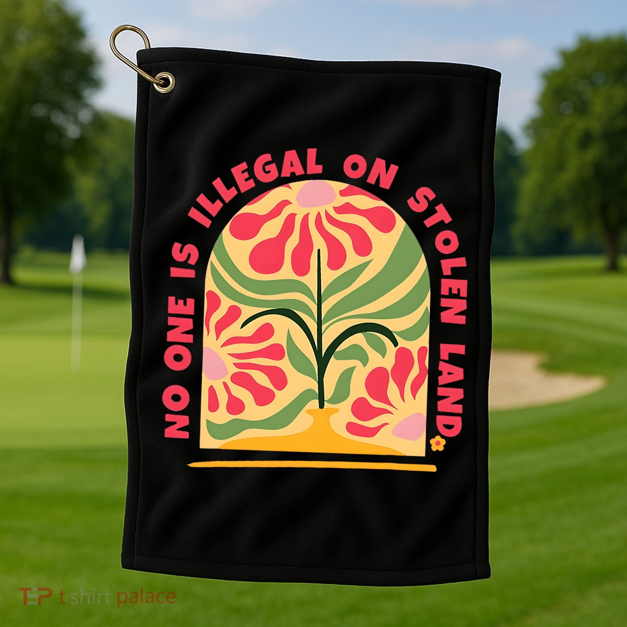 No One Is Illegal On Stolen Land Human Rights Immigration Golf Towel