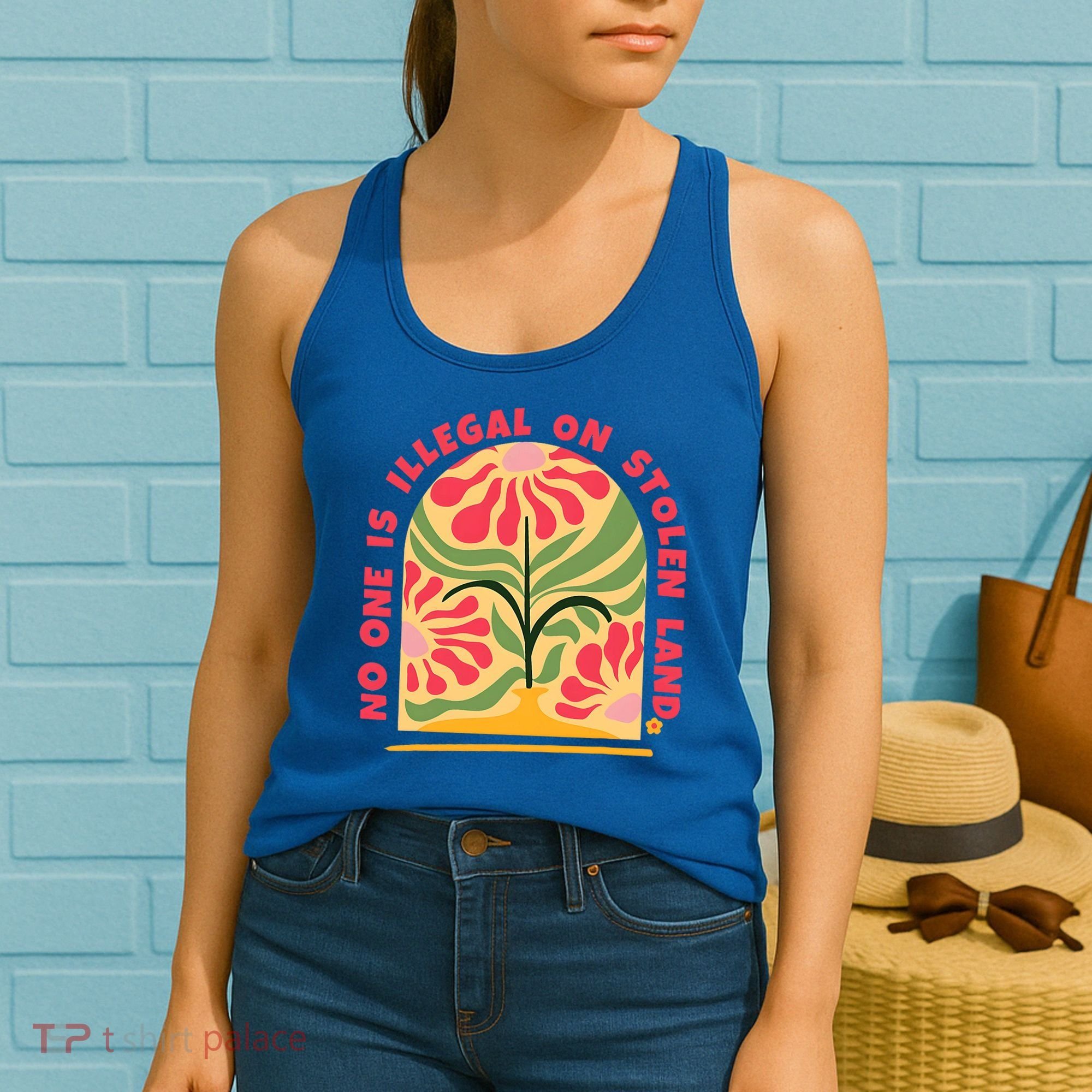 No One Is Illegal On Stolen Land Human Rights Immigration Women's Tank Top