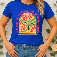 No One Is Illegal On Stolen Land Human Rights Immigration Women's T-Shirt thumb 2