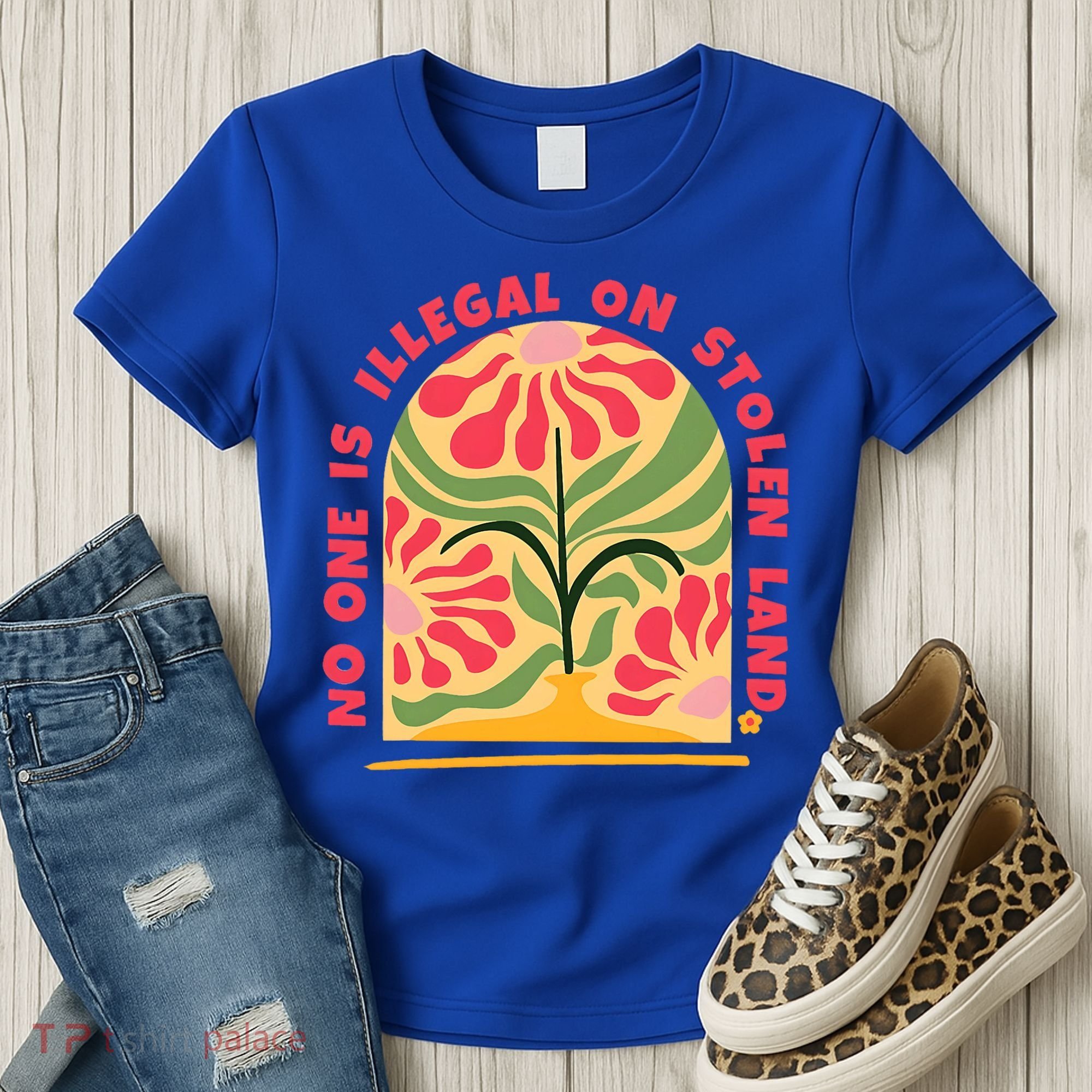 No One Is Illegal On Stolen Land Human Rights Immigration Women's T-Shirt