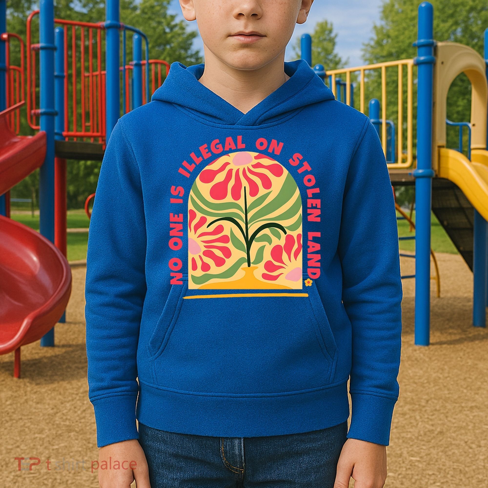 No One Is Illegal On Stolen Land Human Rights Immigration Kids Hoodie