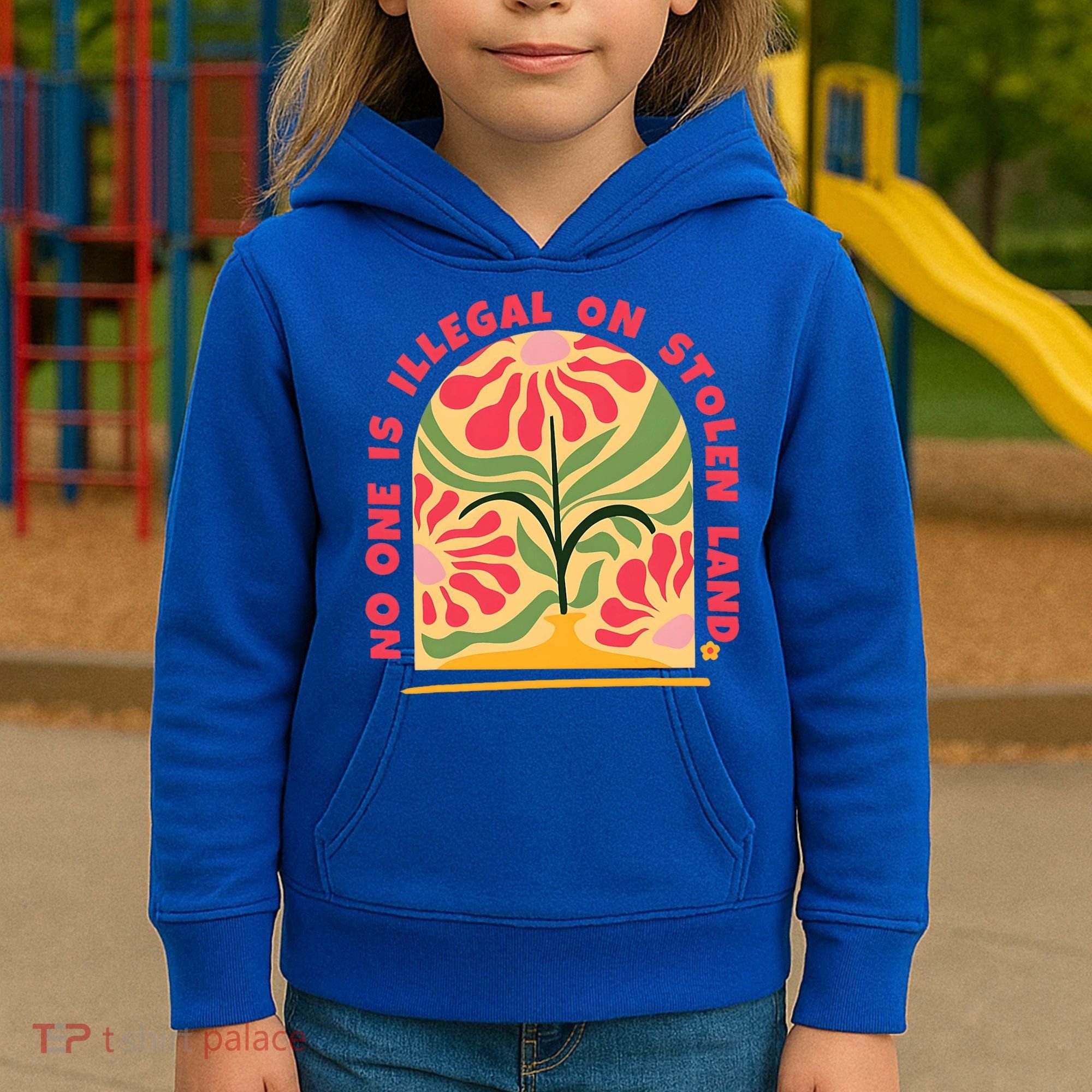 No One Is Illegal On Stolen Land Human Rights Immigration Kids Hoodie