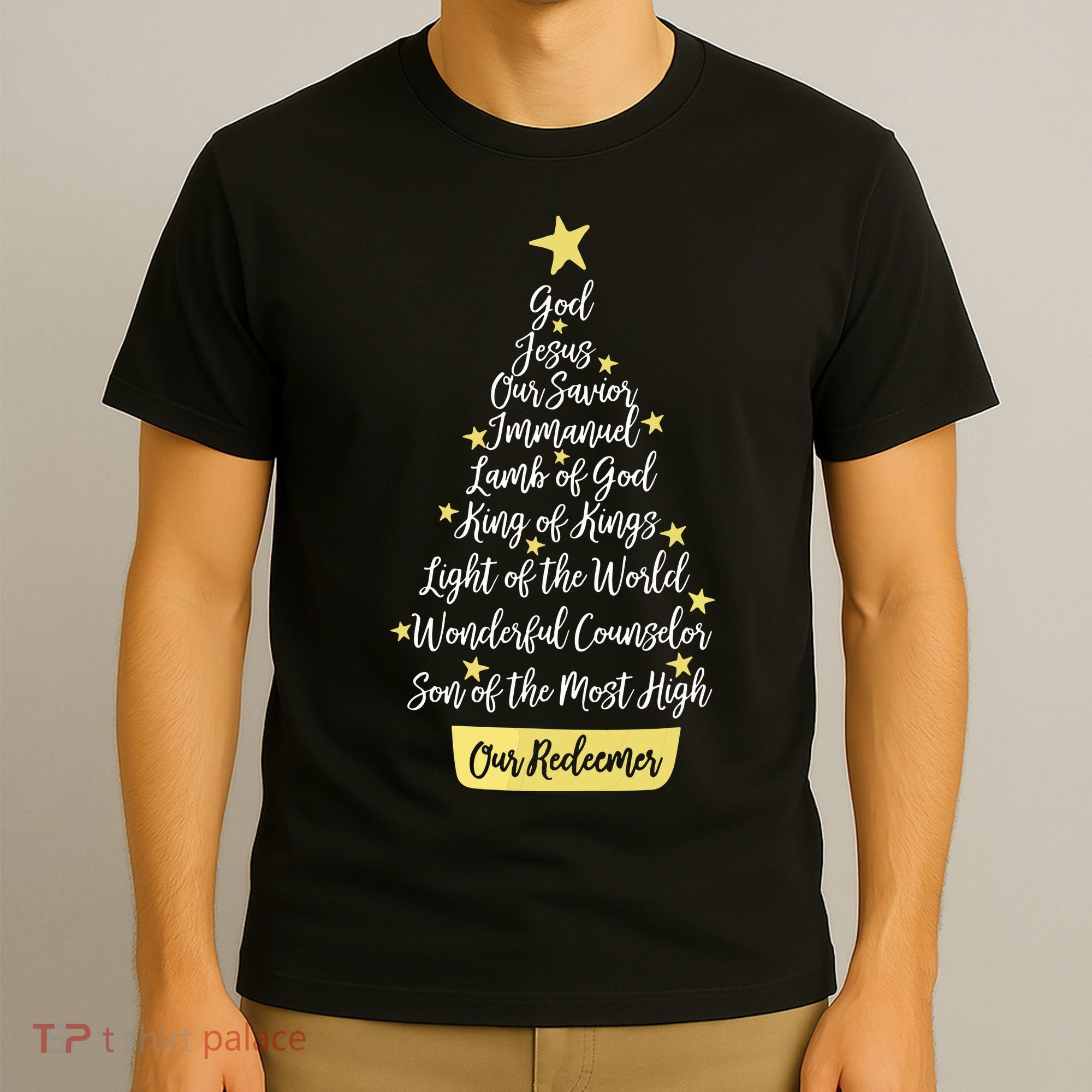 Names Of Jesus Christian Faith Christmas Tree T-Shirt