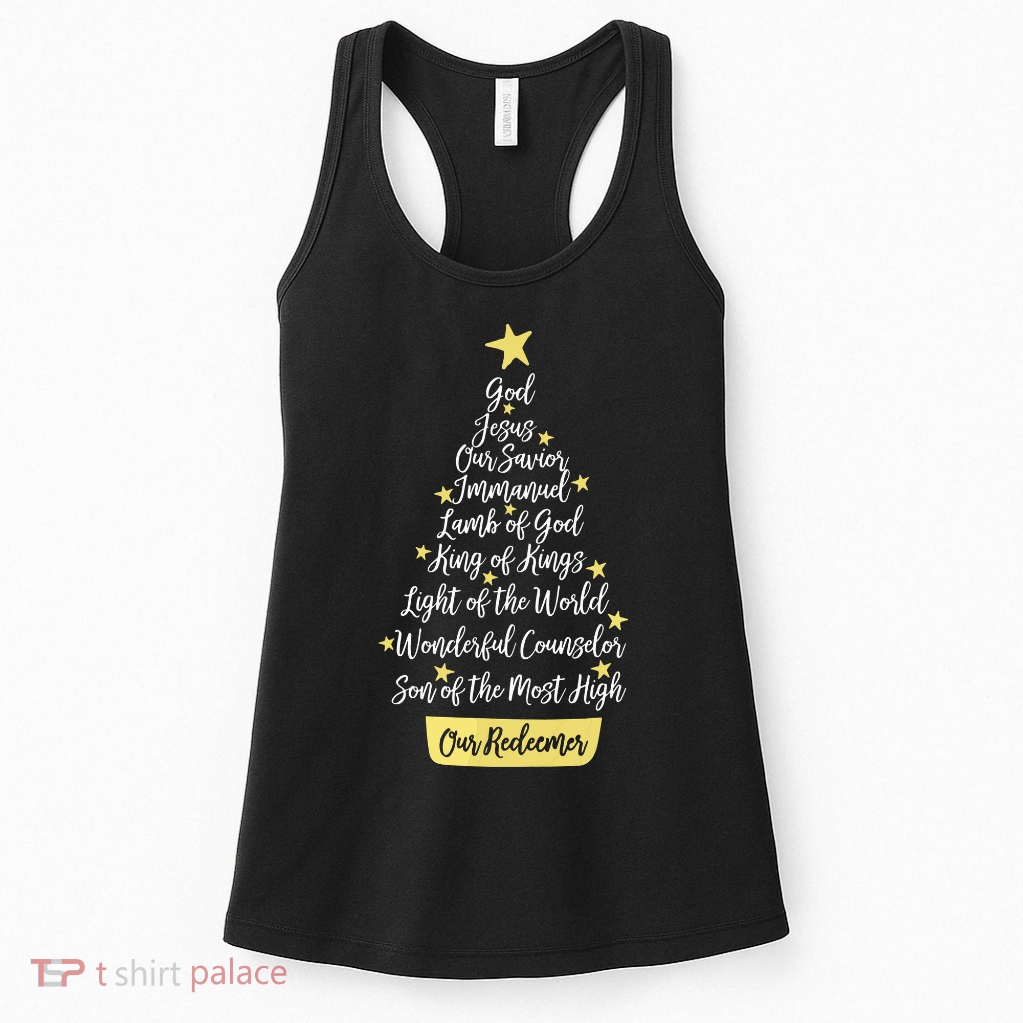 Names Of Jesus Christian Faith Christmas Tree Women's Tank Top