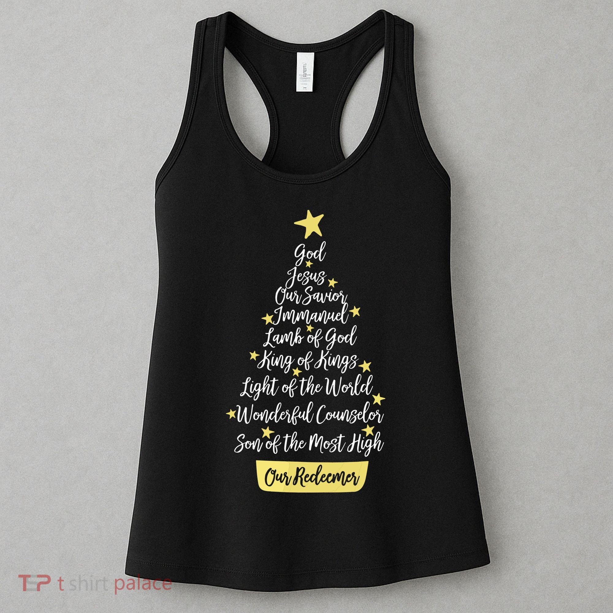 Names Of Jesus Christian Faith Christmas Tree Women's Tank Top