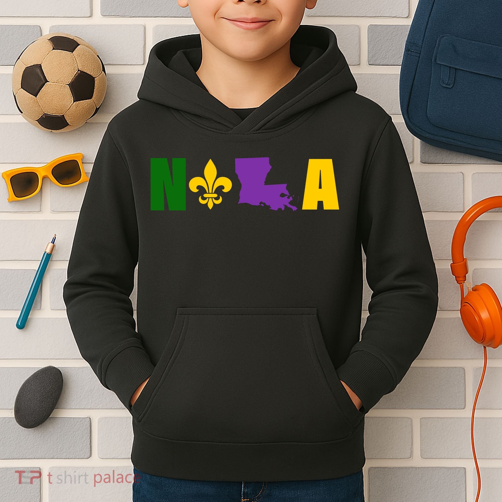 Nola Mardi Gras New Orleans Kids Hoodie