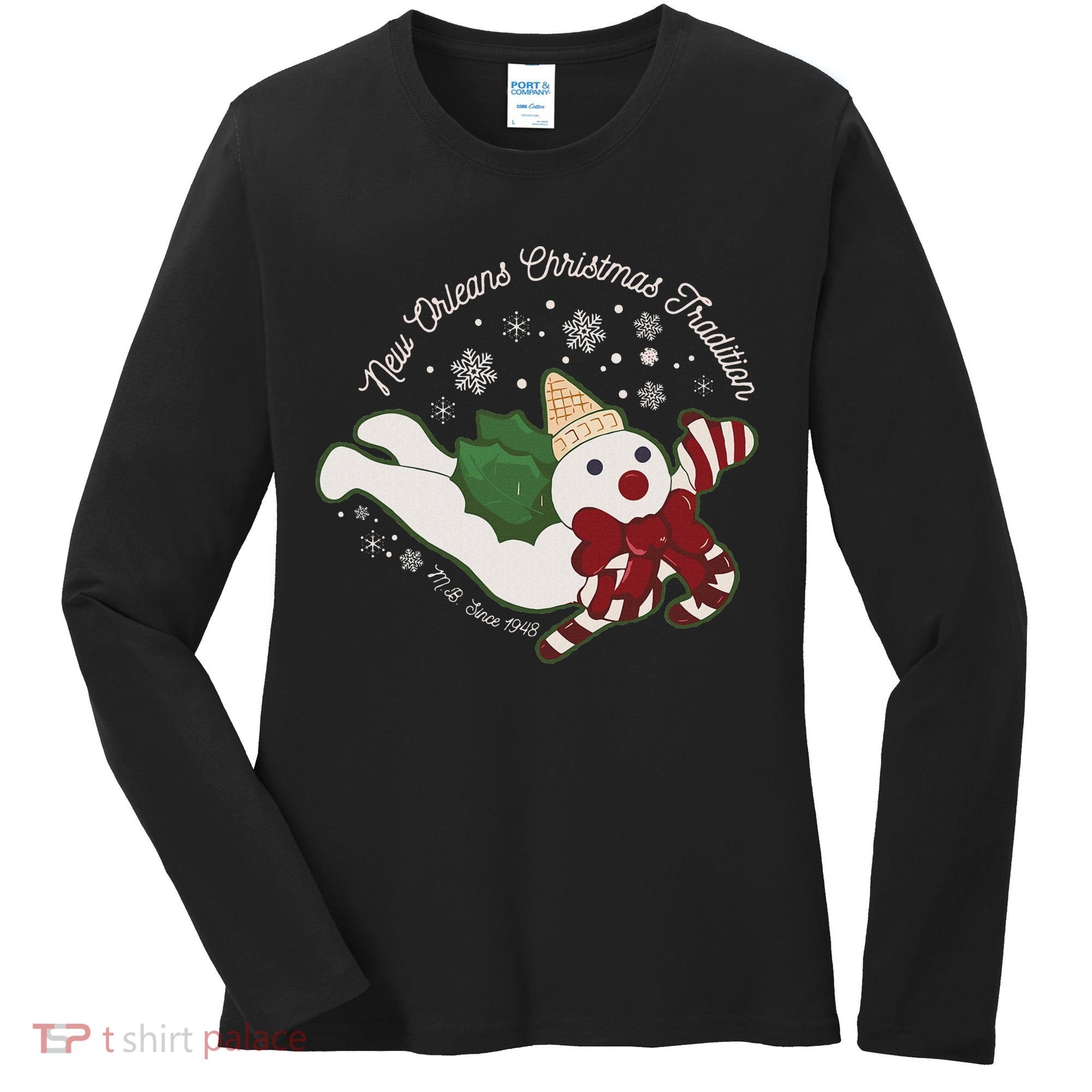 New Orleans Mr Bingle Christmas Tradition Snowmen Christmas Women's Long Sleeve Shirt