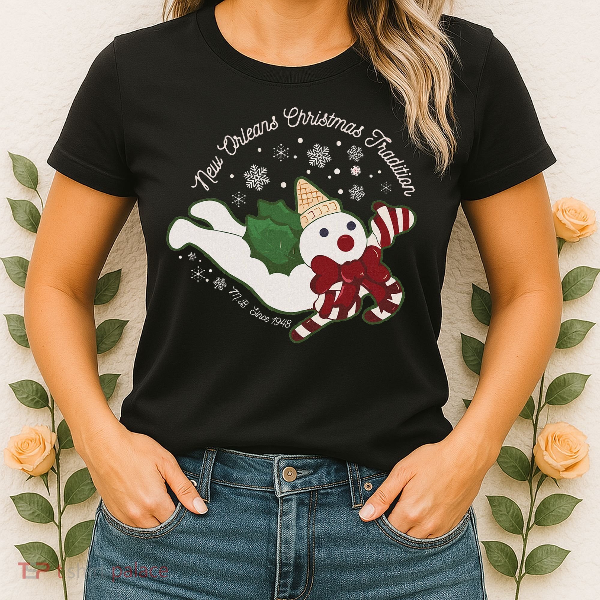 New Orleans Mr Bingle Christmas Tradition Snowmen Christmas Women's T-Shirt