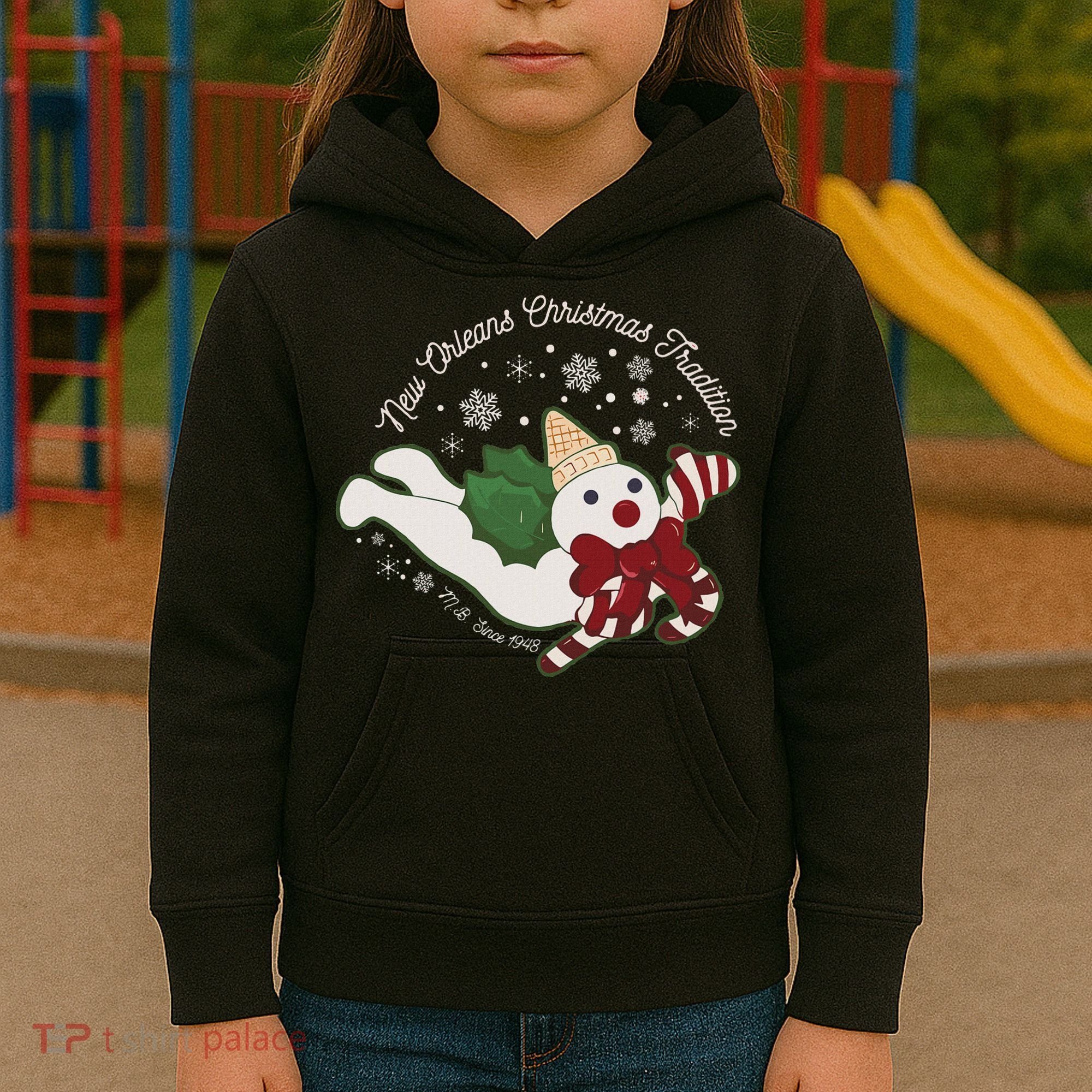 New Orleans Mr Bingle Christmas Tradition Snowmen Christmas Kids Hoodie