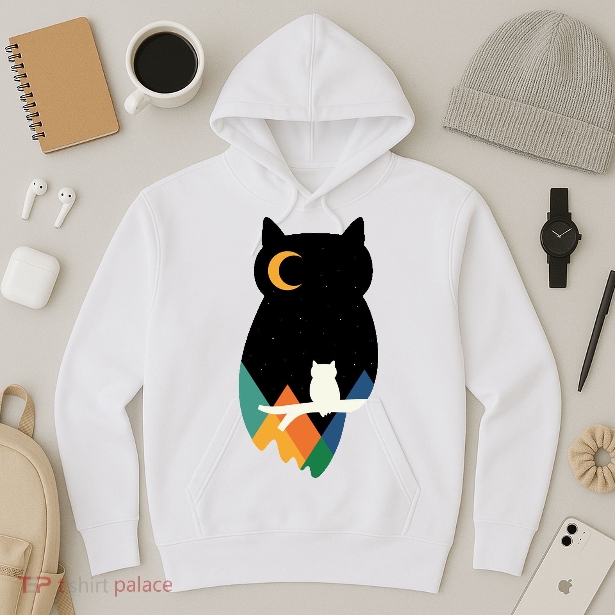 Night Owl Moon Pyramid Hoodie